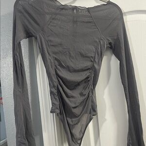 FP Movement by Free People Charcoal Long Sleeve Bodysuit